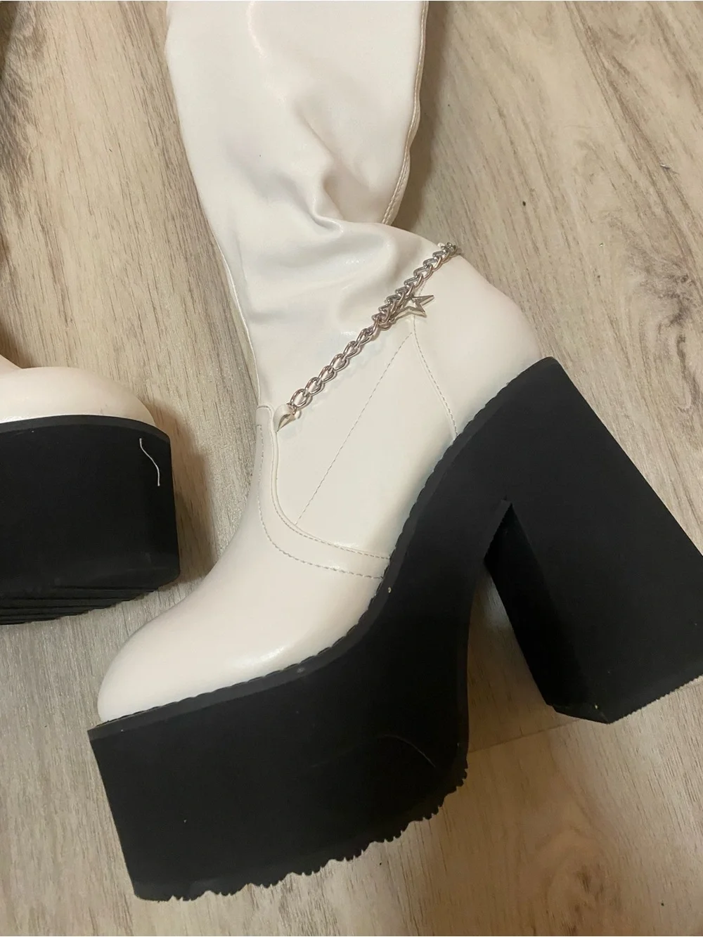Dolls Kill x Bratz Angel Miss Socialite Thigh High White Charm Boots - BRAND NEW
